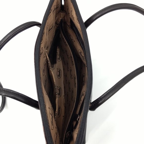 BAMBUS‎ Women's Brown Leather Art Double Strap Purse Shoulder Bag - Picture 7 of 16